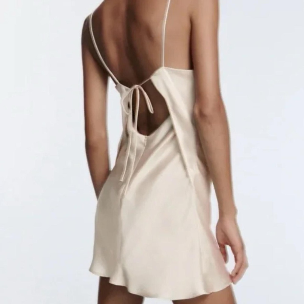 zara satin mini slip dress